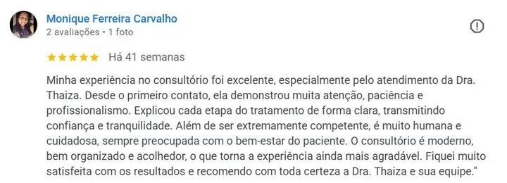 Avaliação Google — Monique Carvalho